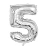 Шар цифра "5" серебряная 100 см X5