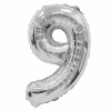 Шар цифра "9" серебряная 100 см X5