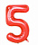 Шар цифра красная "5" 100см x5